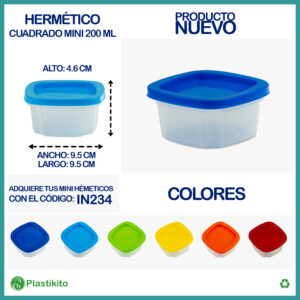 Hermetico Cuadrado 200ml (UNIDADES)